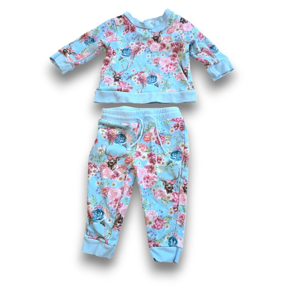 Posh Peanut Fawn Long Sleeve Sweatshirt + Joggers Lounge Set Infant Girls 12-18m